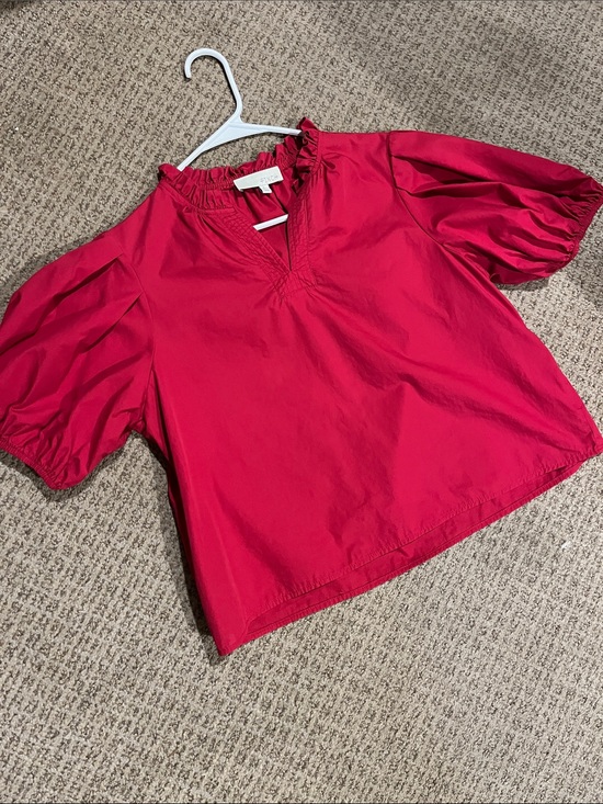 Pinch Tops - Pinch Red Ruffle Puff Sleeve Blouse